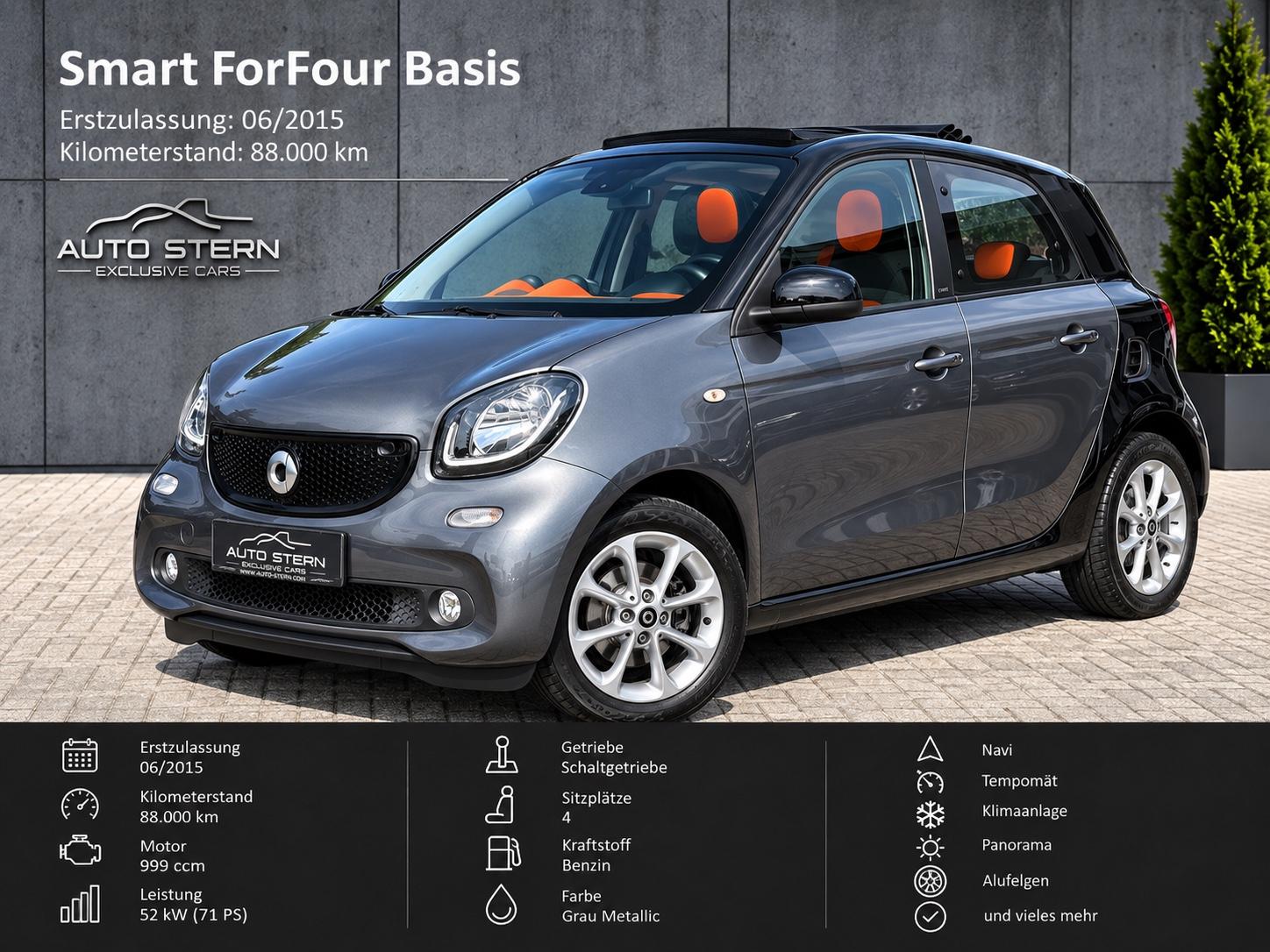 Smart ForFour Basis PANORAMA KLIMA NAVI GRA