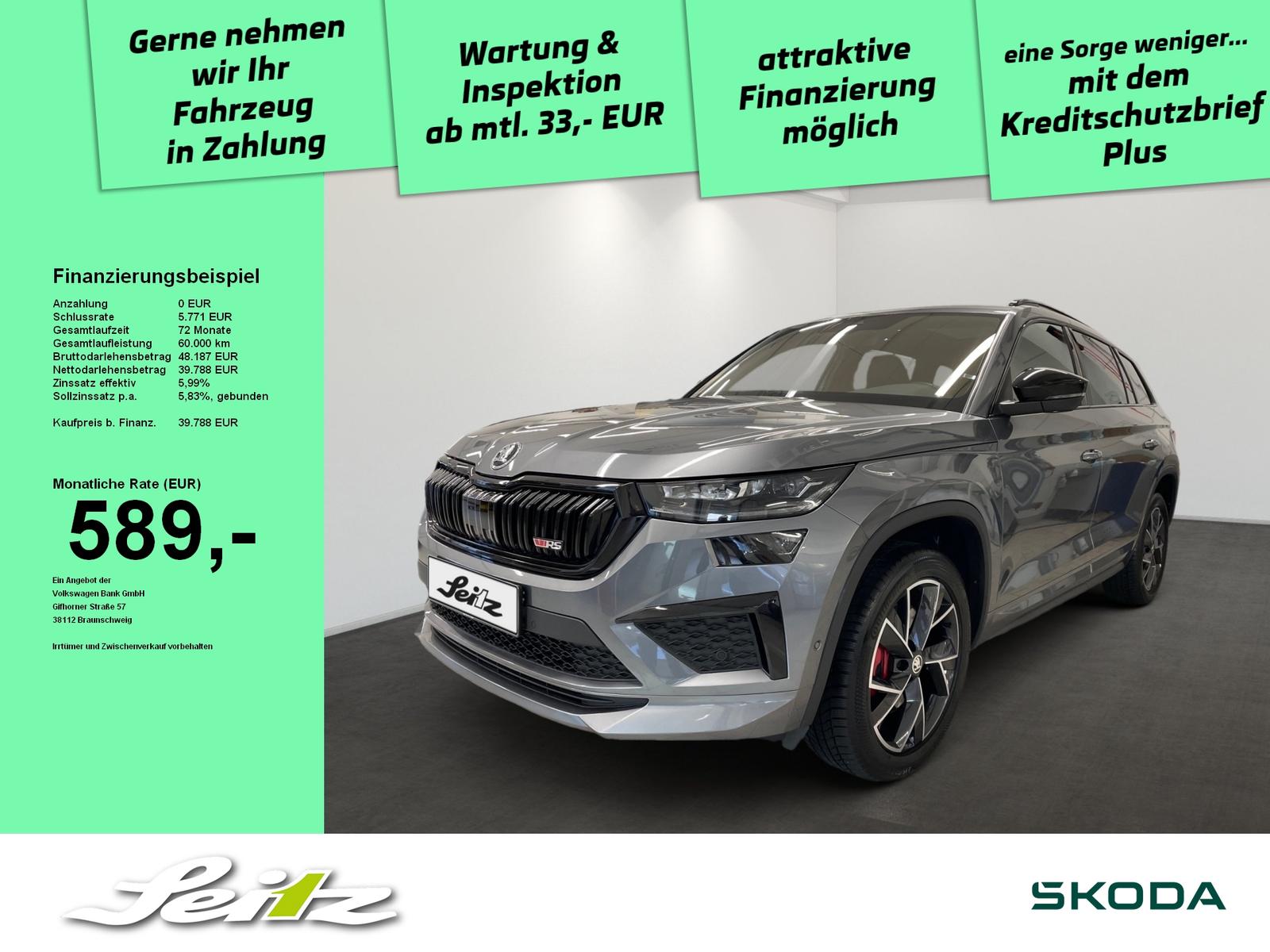 Skoda Kodiaq 2.0 TSI 4x4 RS *MATRIX*PANO*KAMERA*