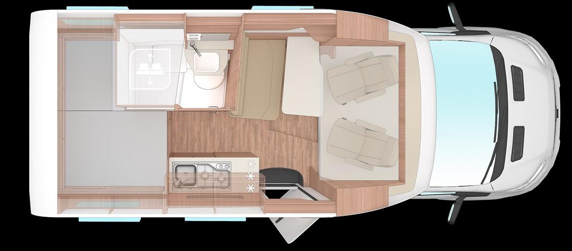 Weinsberg X-CURSION VAN 500 MQ EDITION PEPPER - Slide-Bett