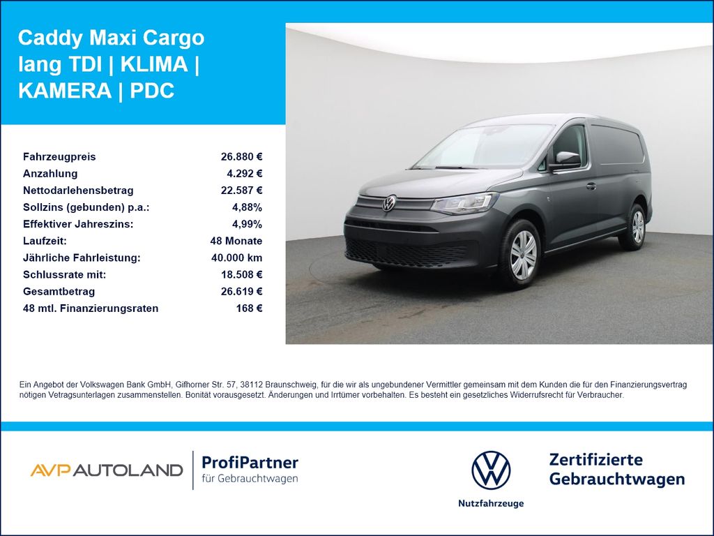 Volkswagen Caddy Maxi Cargo lang TDI | KLIMA | KAMERA | PDC