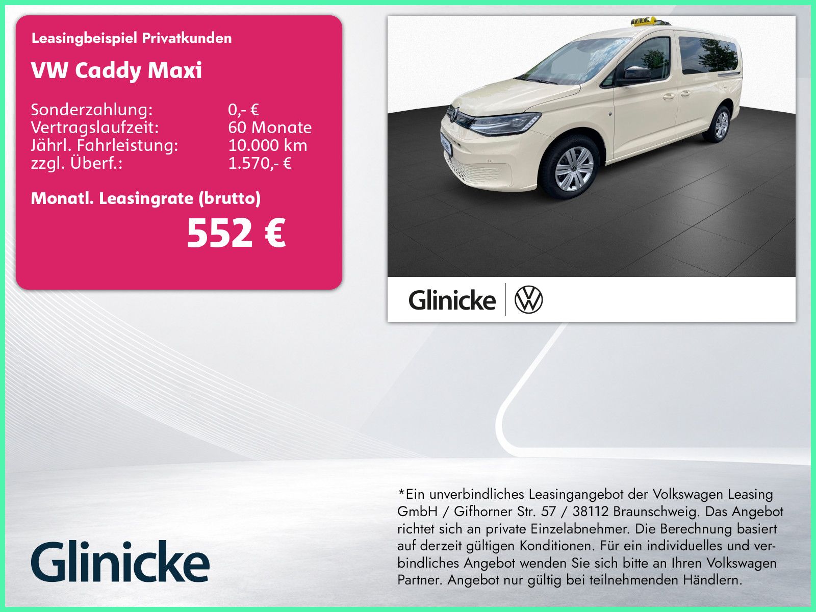 Volkswagen Caddy Maxi Taxi 2.0 TDI Rollstuhl LED Taxameter
