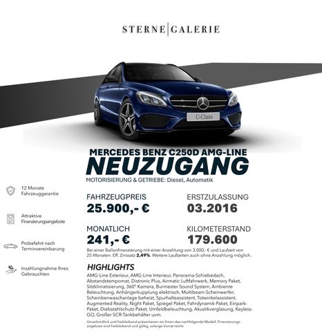 Mercedes-Benz C 250 D/AMG-LINE/DISTRO/AIRM/PANO/SITZKLI HUD