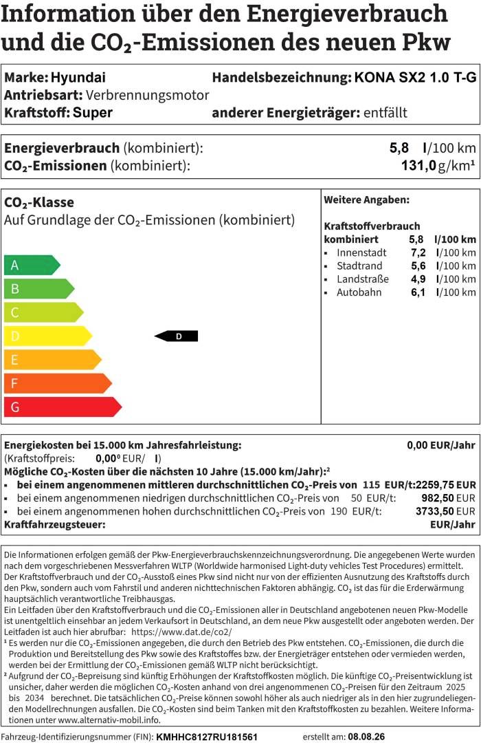 Fahrzeugabbildung Hyundai KONA TREND/Klima/PDC/Tempomat/Rückfahrkamera
