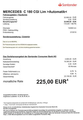 Fahrzeugabbildung Mercedes-Benz C 180 CGI Lim >AUT/NAV/LED/SHZ/PDC/KAM/Distronic