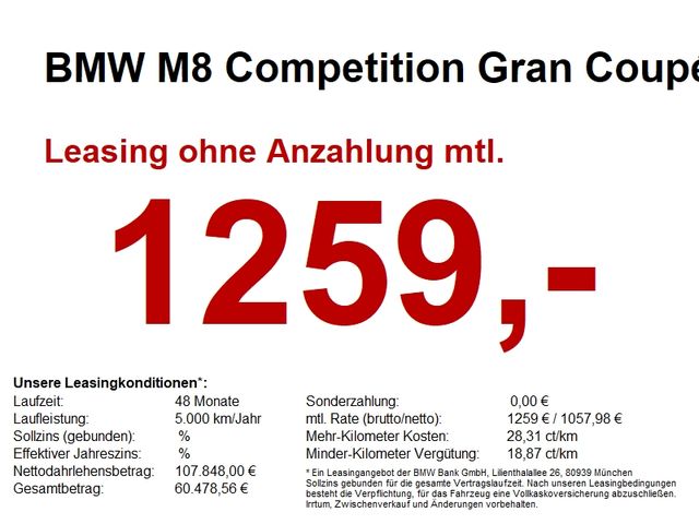 BMW M8 Competition Gran Coupé LASER/S-LÜFT/360/SOFT