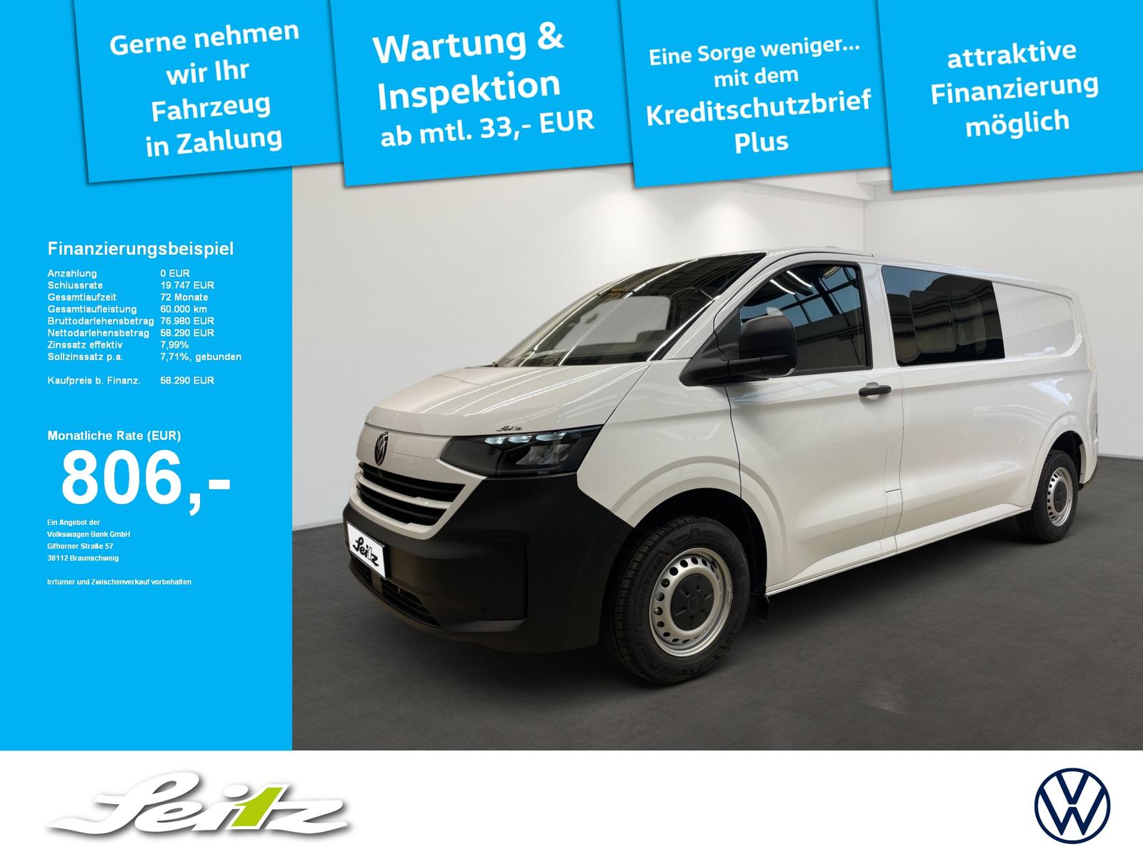 Volkswagen T7 Transporter Kasten LR e-Transporter *6-SITZER