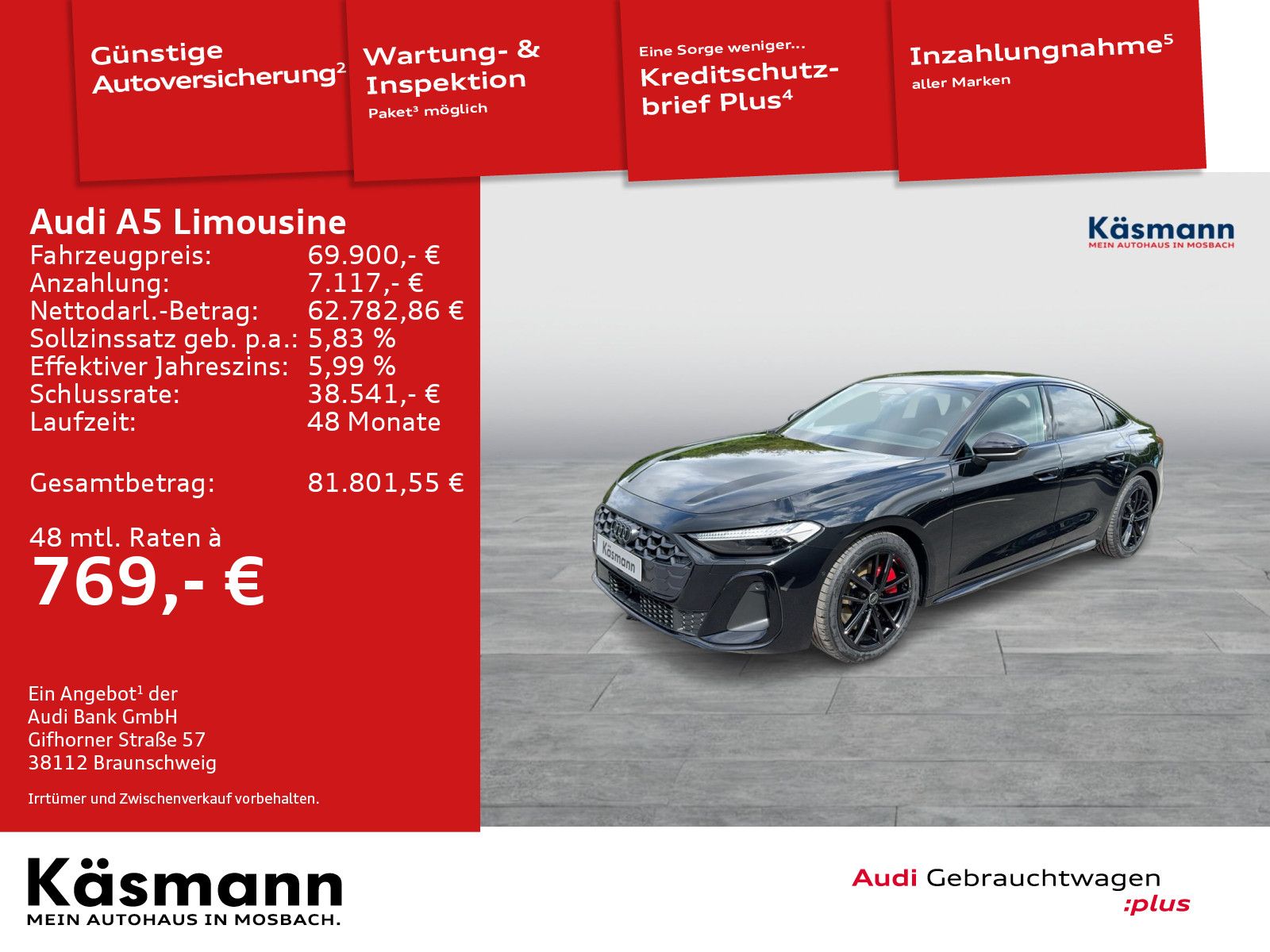 Audi A5 Limousine e-hybrid quattro S line AHK TECH PR imagem 2