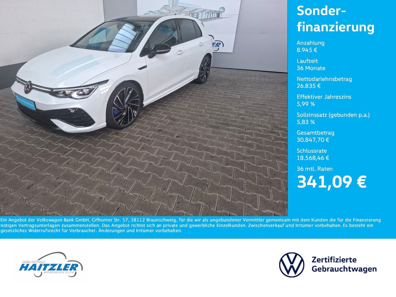Fahrzeugabbildung Volkswagen Golf VIII Lim. R 2,0 TSI DSG 4M + ACC + IQ.Light