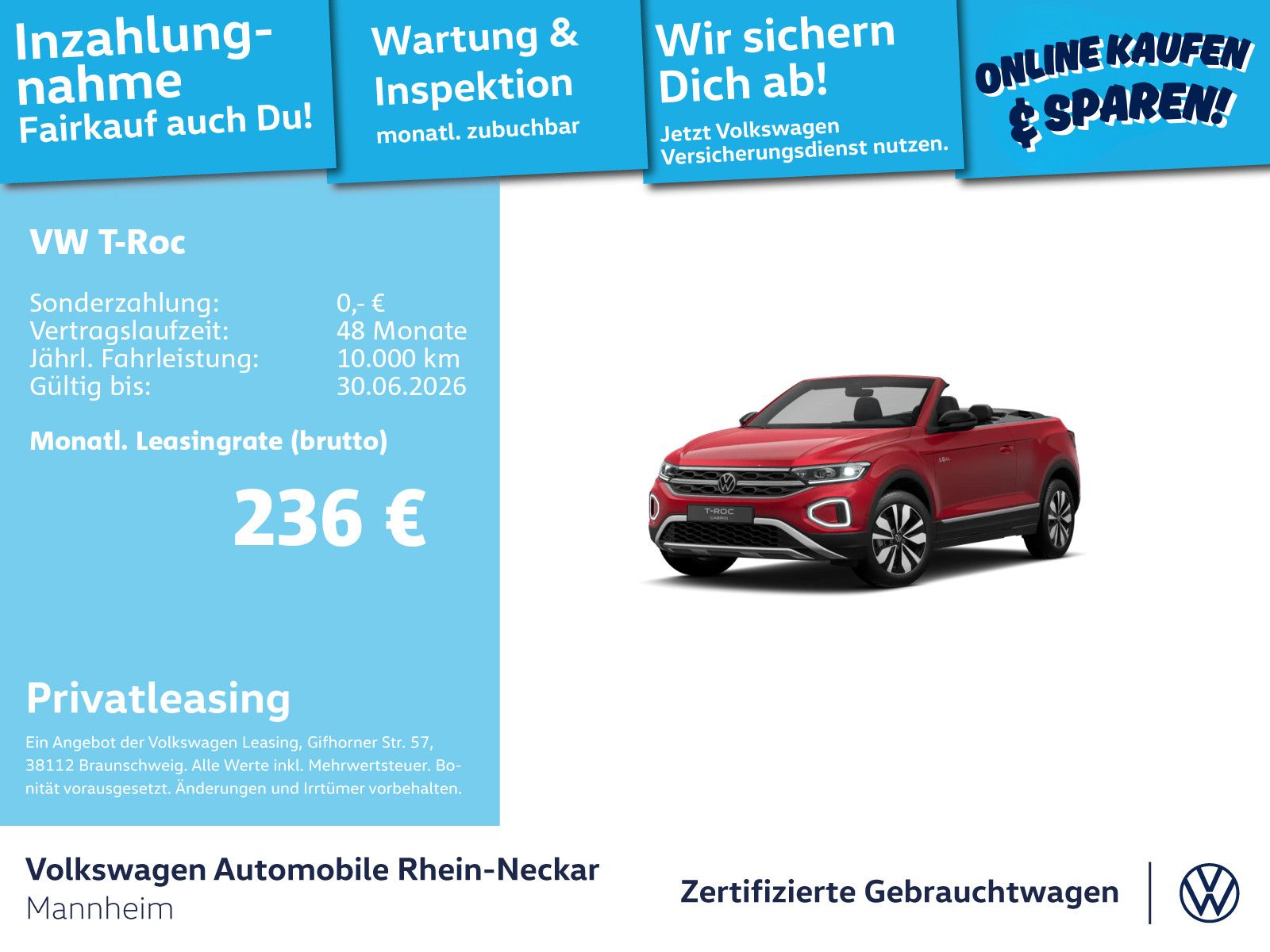 Volkswagen T-Roc Cabrio 1.0 TSI GOAL Navi Kamera LED uvm
