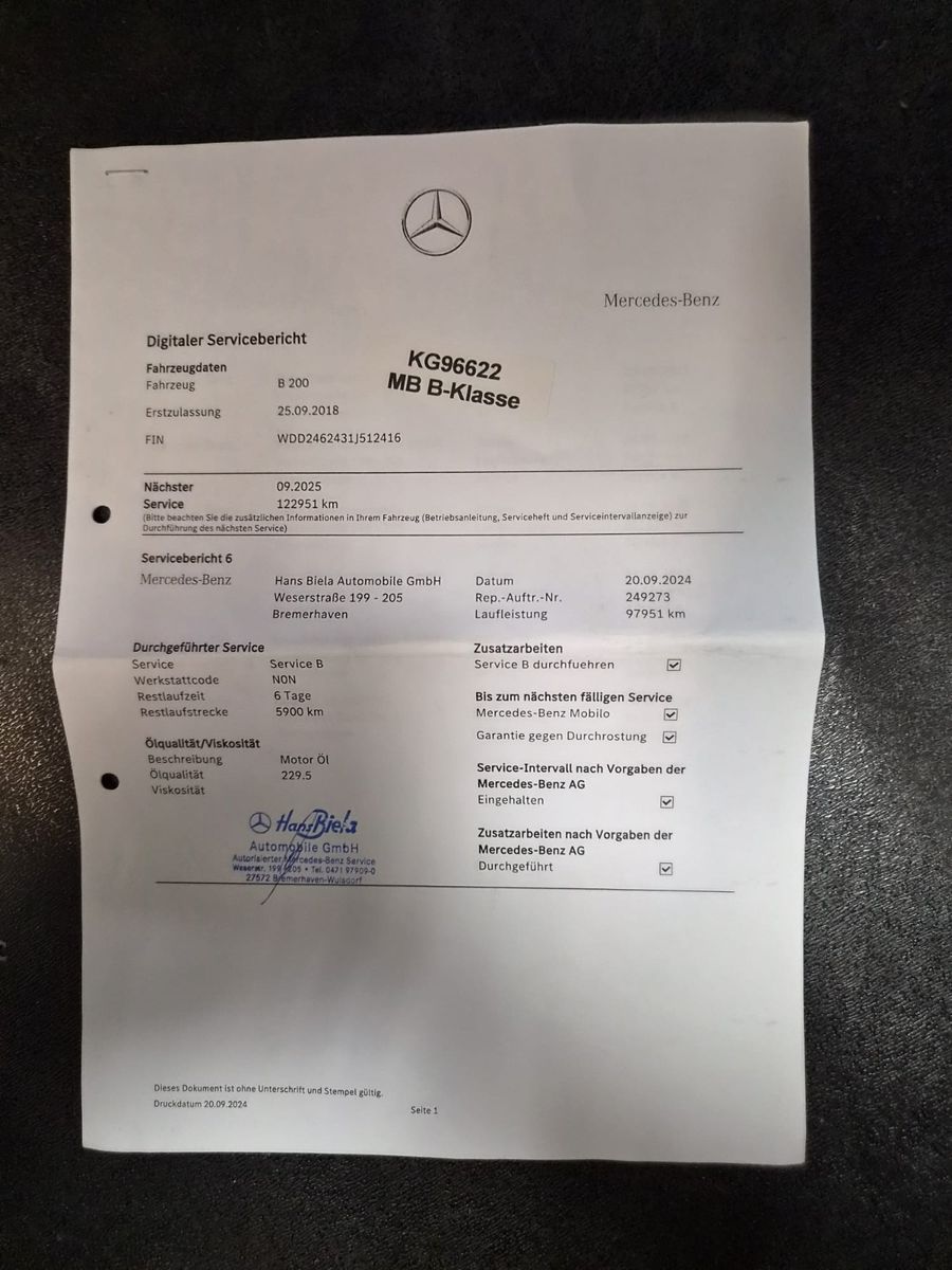 Fahrzeugabbildung Mercedes-Benz B 200 Urban Style Edition/LED/NAVI/SCHECKHEFT