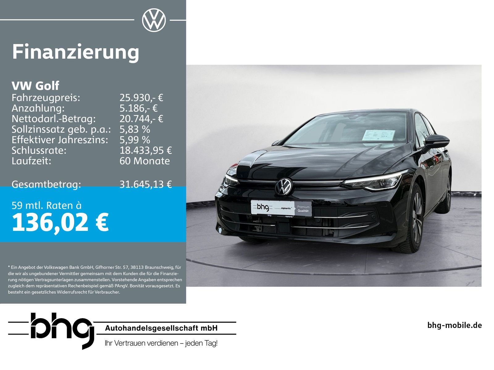 Volkswagen Golf Life 2,0 l TDI GOAL Rückfahrkamera, TravelA