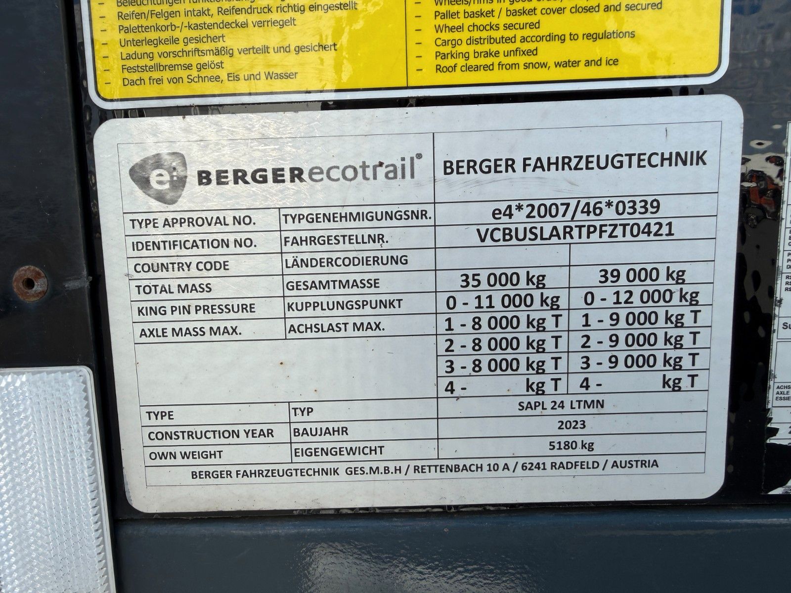 Fahrzeugabbildung Berger SAPL 24 LTMN 1x lift SAF Hubdach Schiebeverdeck