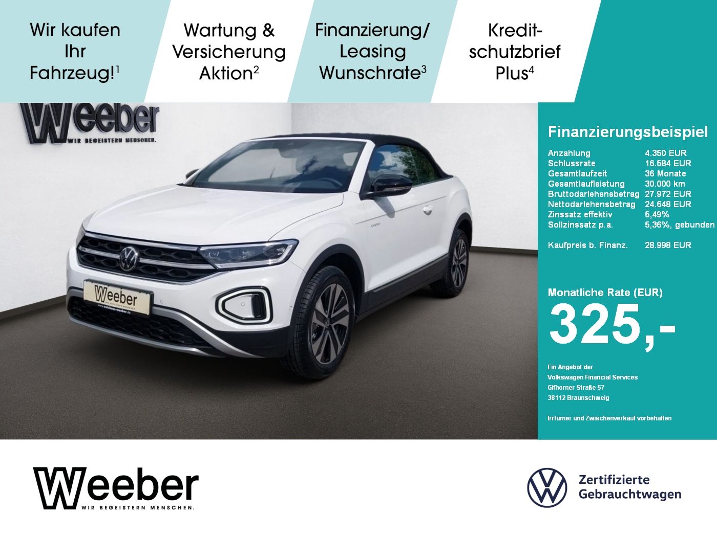 Volkswagen T-Roc Cabriolet 1.0 l TSI ENERGY LED PDC Tempo