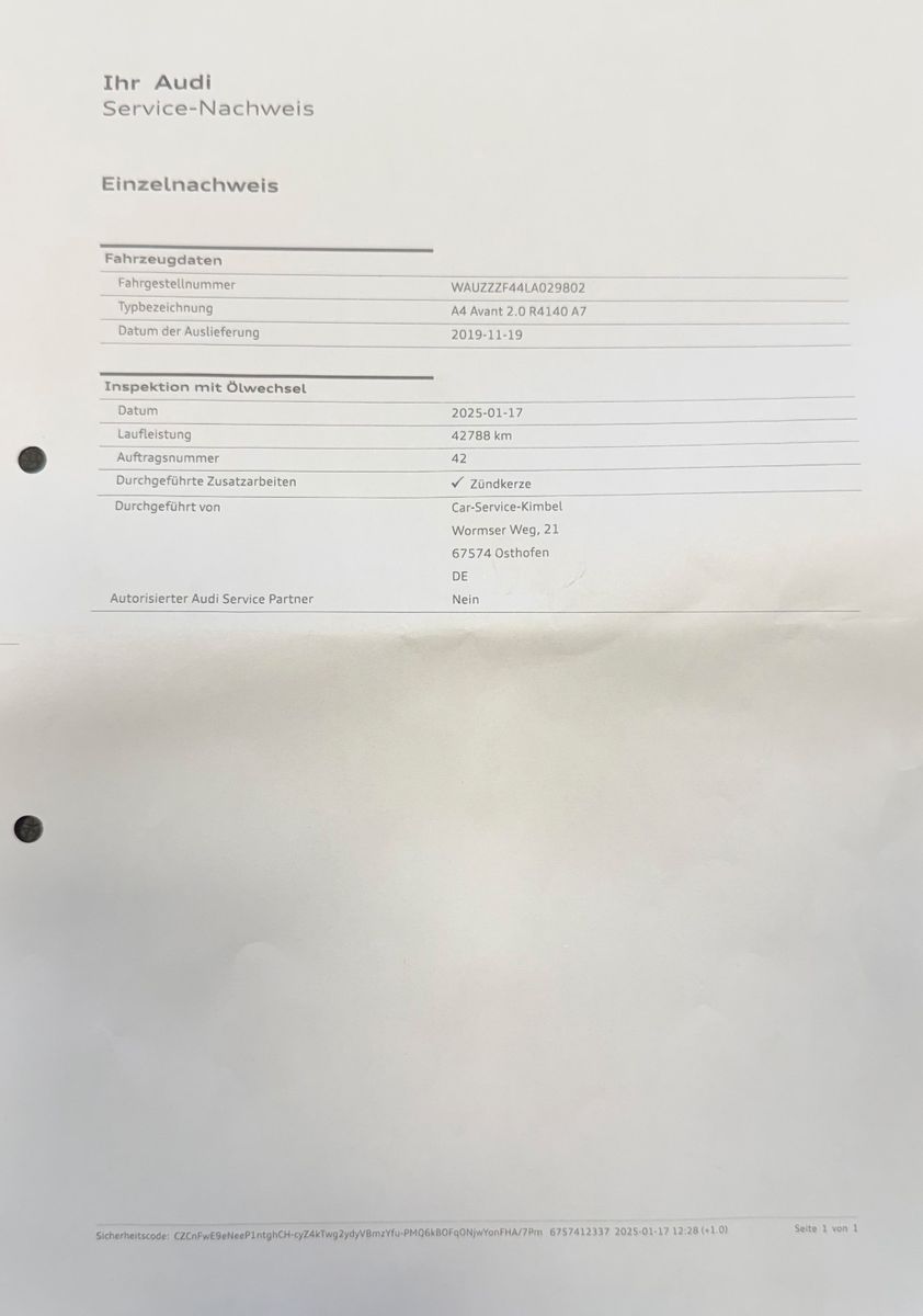 Fahrzeugabbildung Audi A4 Avant 40 2.0 TFSI advanced "Business-Paket"