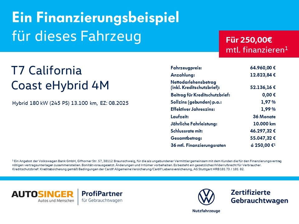 Volkswagen T7 California Coast eHybrid 4M *AHK*IQ-L*STDHZ* imagem 2