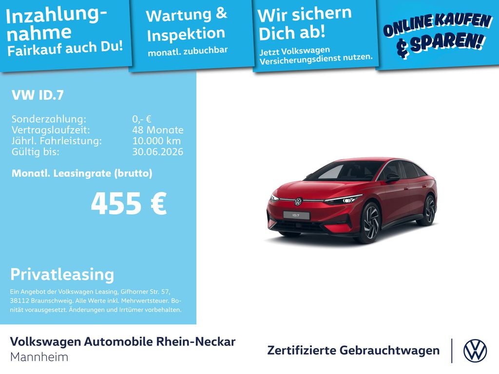 ID.7 Pro S 210 kW GAR 2030 Navi AHK Kamera uvm