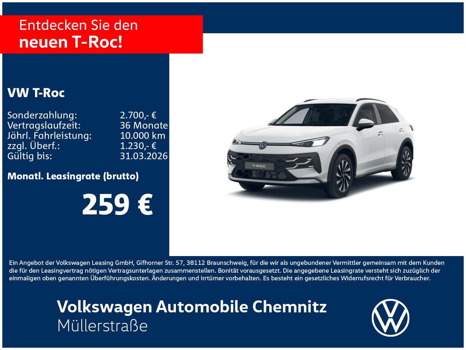 Volkswagen T-Roc Life 1.5 l eTSI 85 kW DSG
