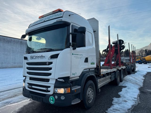 Scania R 500 V8 6x4 Holztransporter mit Kran Palfinger