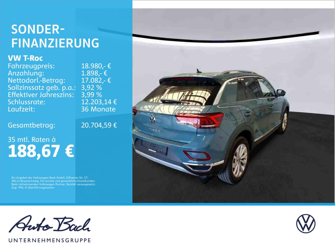 Volkswagen T-Roc Style 1.0TSI Navi LED ACC EPH CarPlay DAB, миниатюра 2