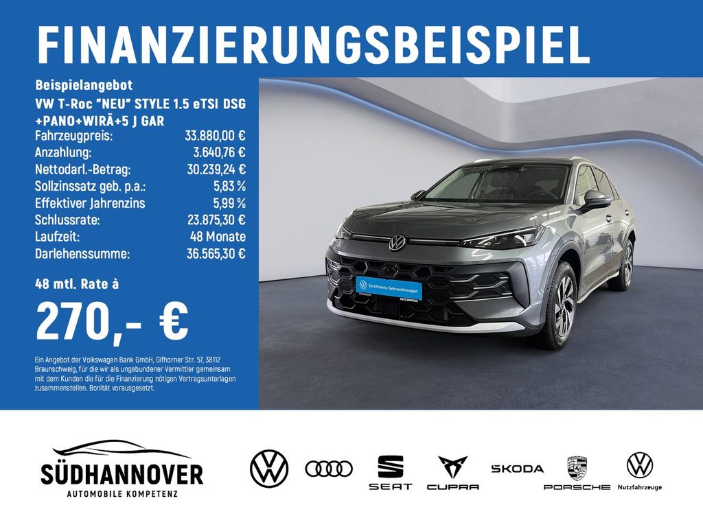 T-Roc "NEU" STYLE 1.5 eTSI DSG+PANO+WIRÄ+5 J GAR