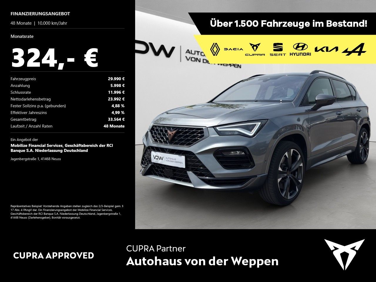 Cupra Ateca VZ TSI DSG 4Drive 5JGar TopView ACC SHZ
