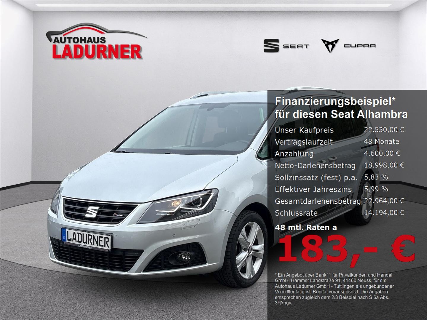 Seat Alhambra FR-Line 7-Sitzer 2.0 TDI DSG *Xenon/Nav