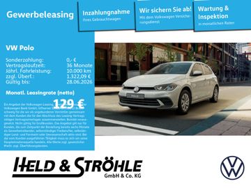 Volkswagen Leasingangebot: Volkswagen Polo Life 1.0l Gewerbeleasing ab 129€ Netto