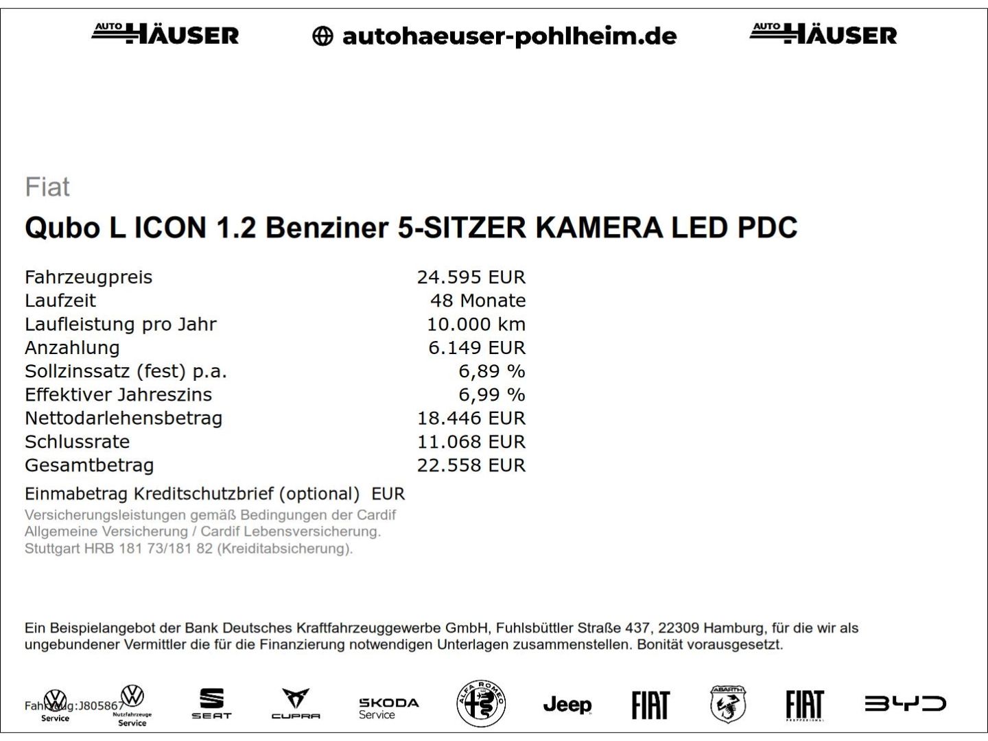 Fiat Qubo L ICON 1.2 Benziner 5-SITZER KAMERA LED PDC imagem 2