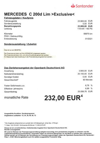 Fahrzeugabbildung Mercedes-Benz C 200 d Lim >NAVI/LED-Licht/SHZ/Parkassist/PDC<