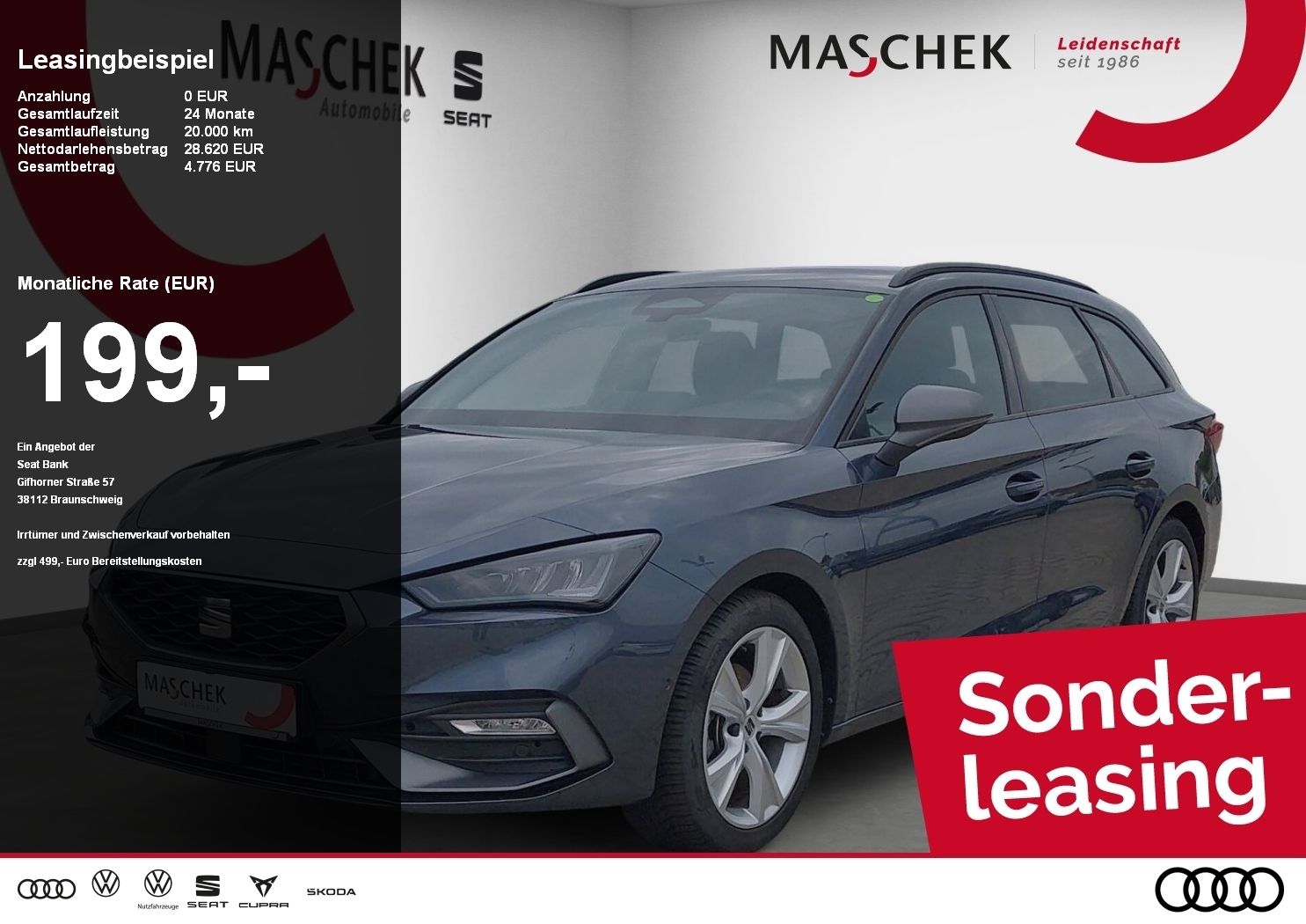 Seat Leon ST FR Sonderleasing 1.5 eTSI DSG Navi RearV