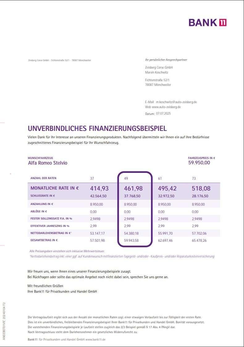 Fahrzeugabbildung Alfa Romeo Stelvio Veloce 2.2D Q4 vom AR Vertragshändler