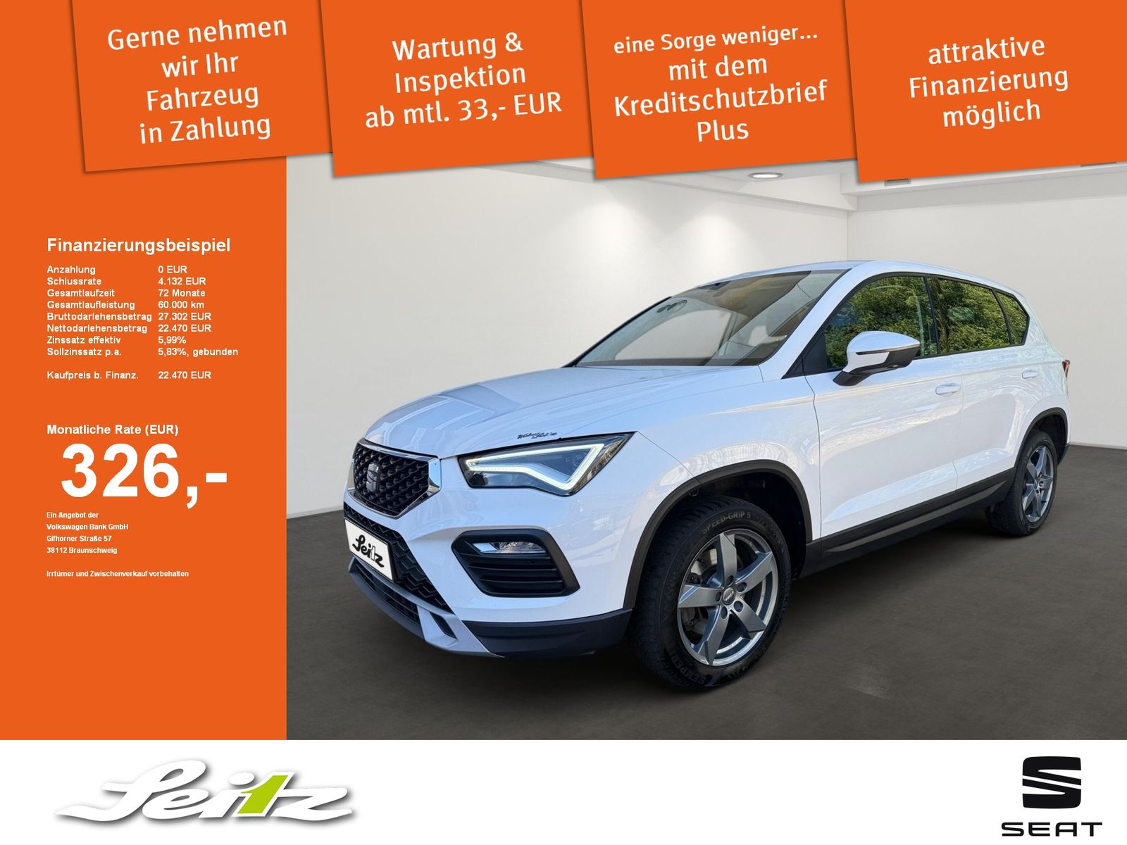 SEAT Ateca 2.0 TDI DSG Style 4Drive Navi. LED. Einpar