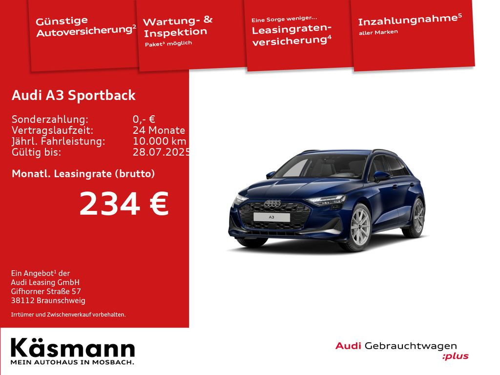 Audi A3 Sportback advanced 30TFSI LED NAV KAM SHZ ACC