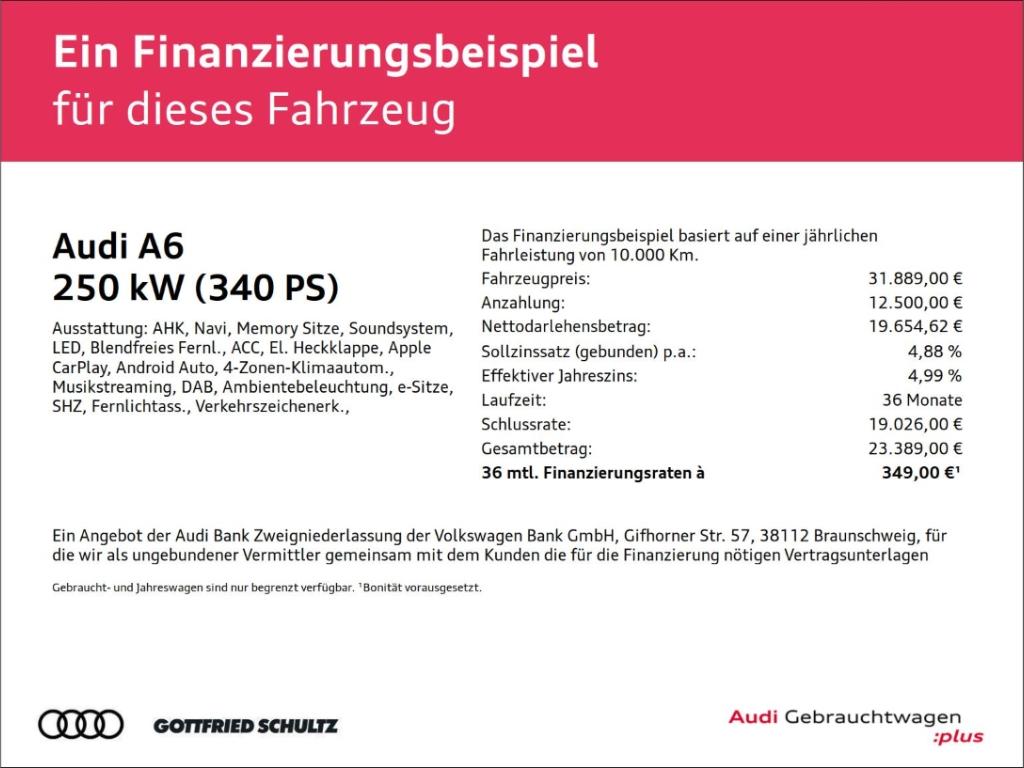 Audi A6 Limousine 55 TFSI QUATTRO ACC AHK KAMERA PDC, миниатюра 10