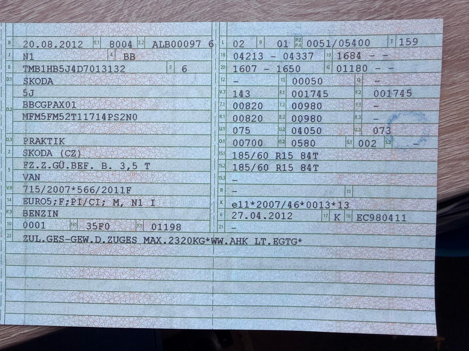 Skoda Praktik Kasten*1.Hand*74.031 Km*