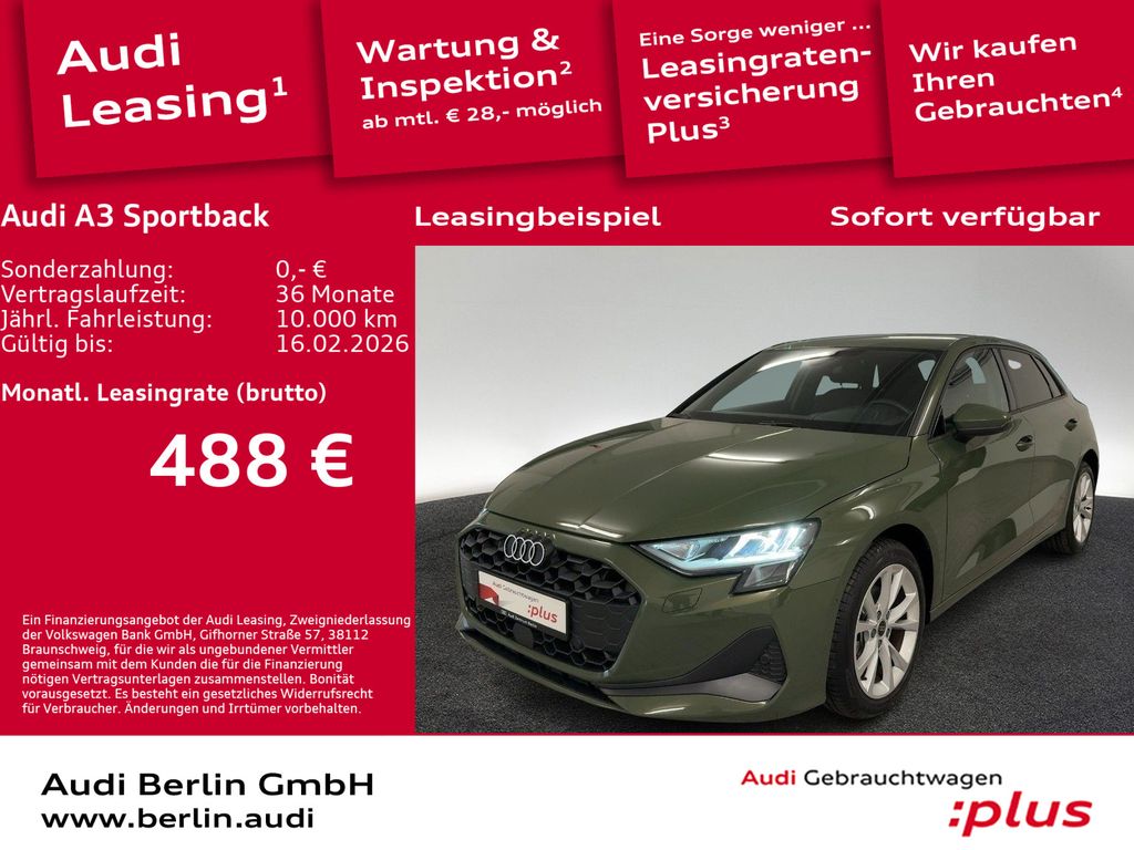 A3 Sportback 35 TDI S tr. LED AHK NAVI PDC VIRTC