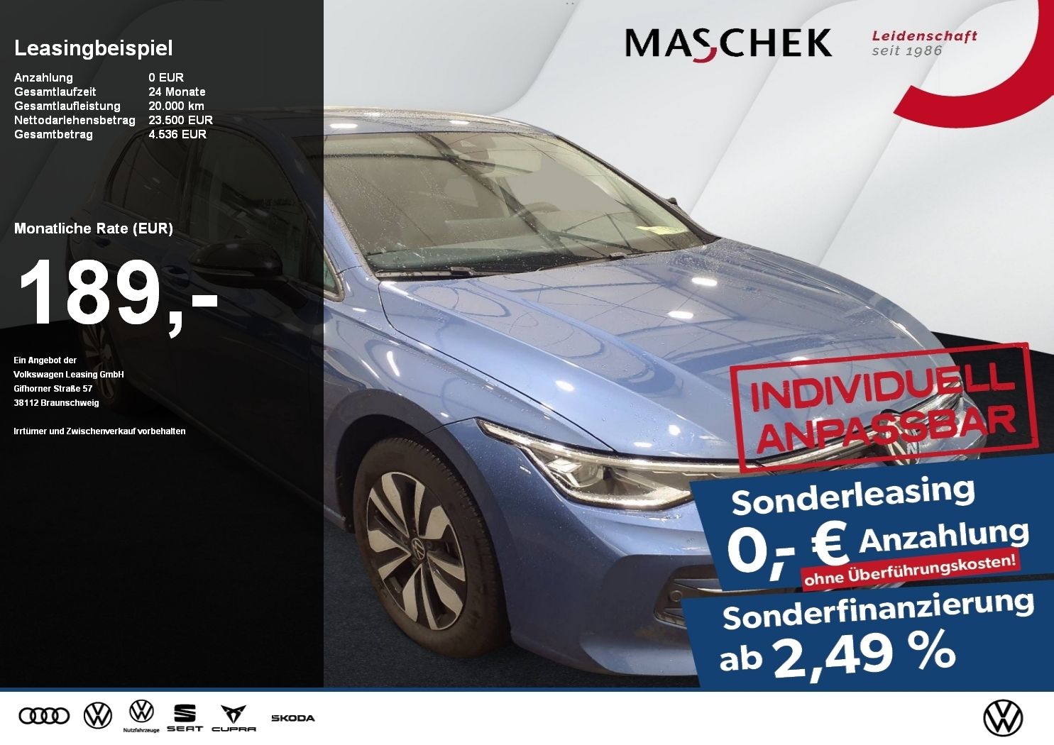 Volkswagen Golf Goal 1.5 TSI Sonderleasing ohne zzgl Kosten