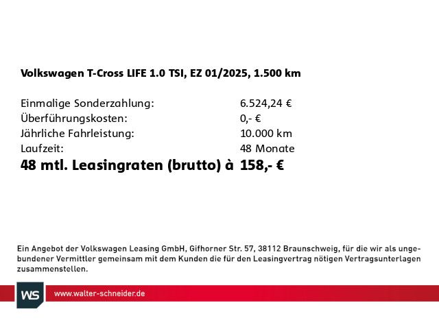 Volkswagen T-Cross Life 1.0 l TSI DSG AHK Navi Kamera