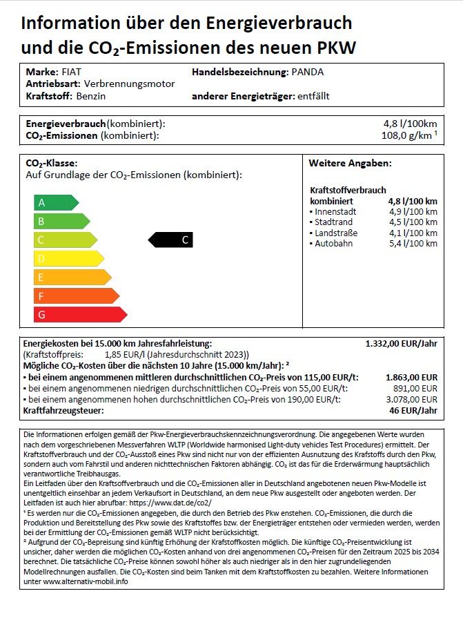 Fahrzeugabbildung Fiat Panda MY24 HYBRID 1.0 GS KLIMA WEISS