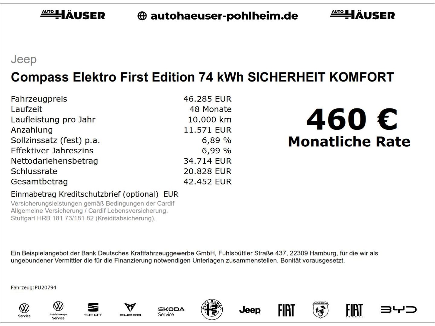 Jeep Compass Elektro First Edition 74 kWh SICHERHEIT  imagem 2