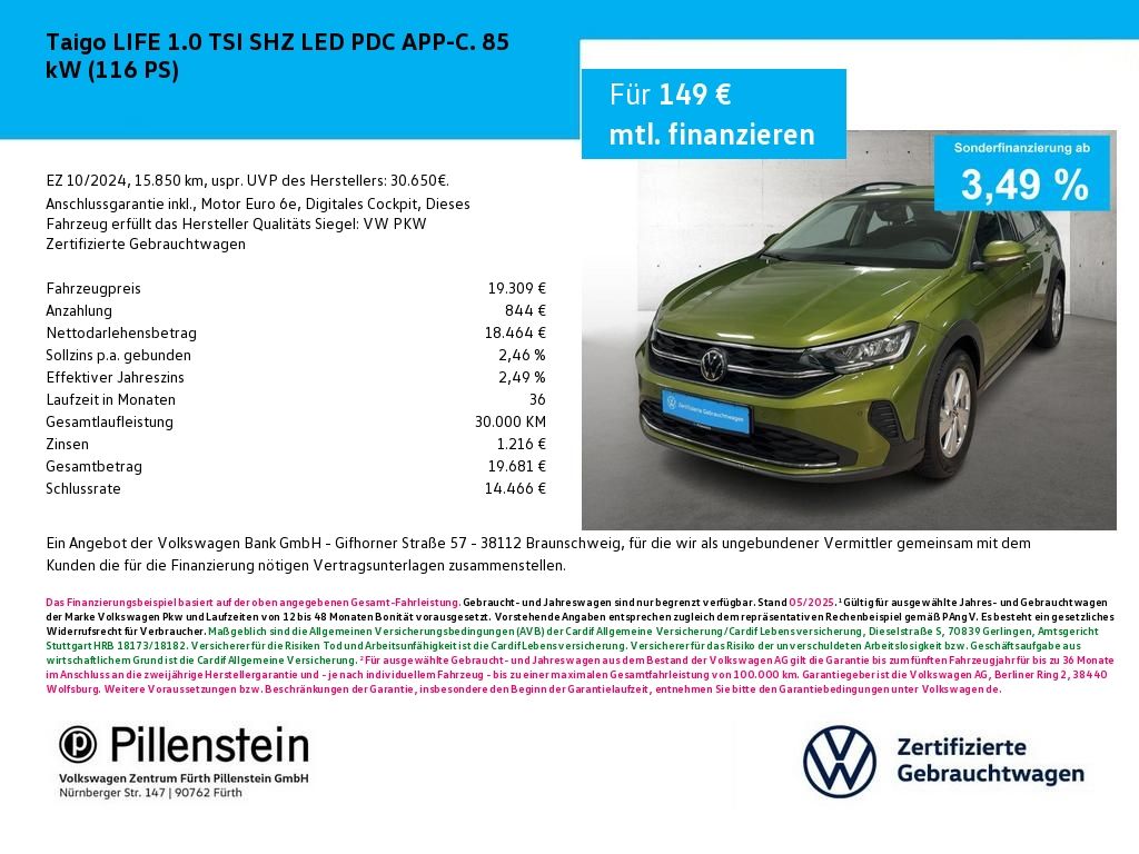 Volkswagen Taigo LIFE 1.0 TSI SHZ LED PDC APP-C.