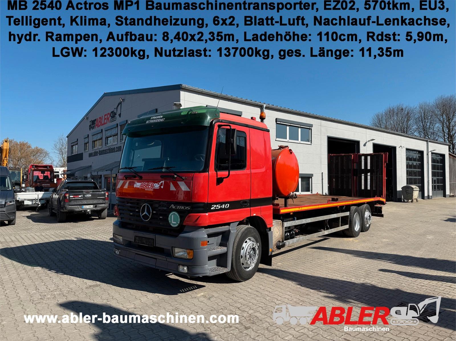 Mercedes-Benz 2540 Actros Baumaschinetransporter hydr. Rampe