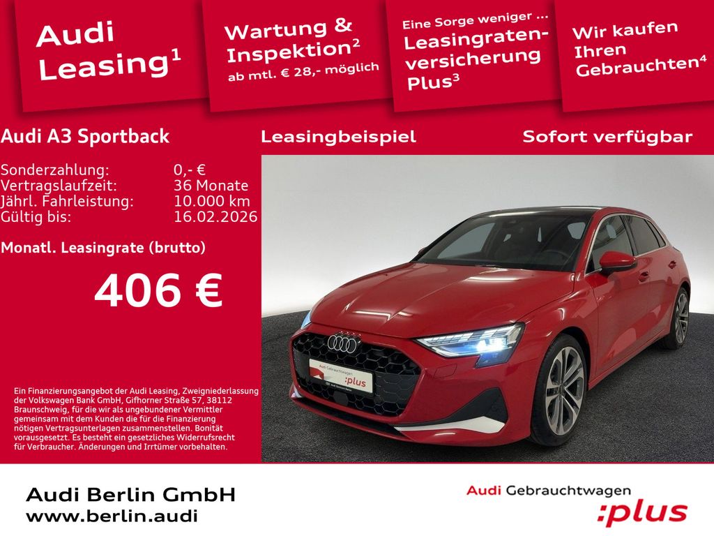 A3 Sportback Advanced 30 TFSI S tr. AHK HUD PANO