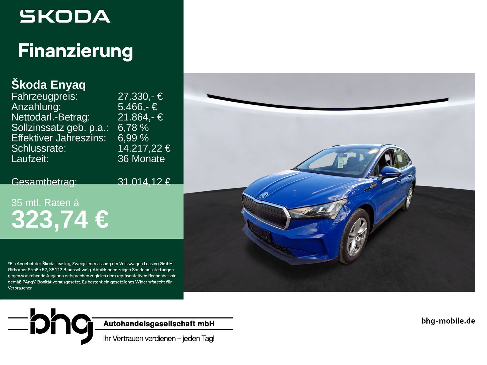 Skoda Enyaq 2023, Automāts, SUV/Apvidus, Zils — Latvijā