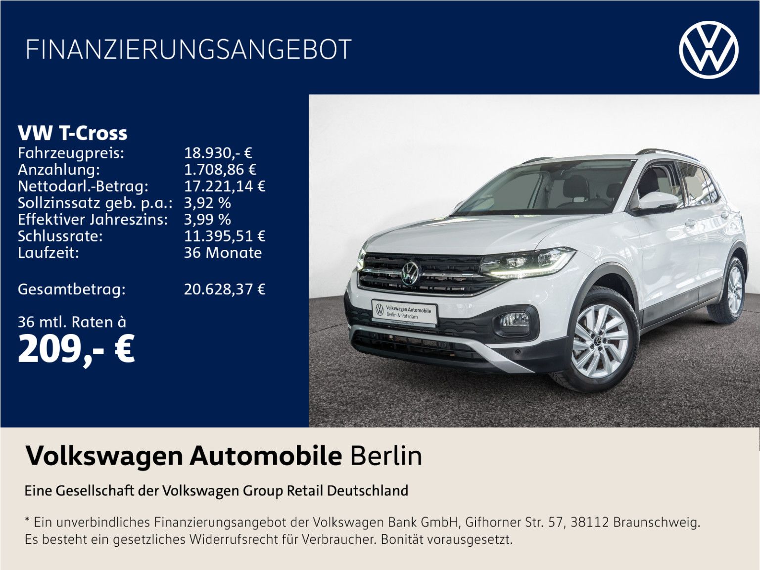 VW T-Cross 1.0 TSI Life LED Sitzhzg APP All-Season