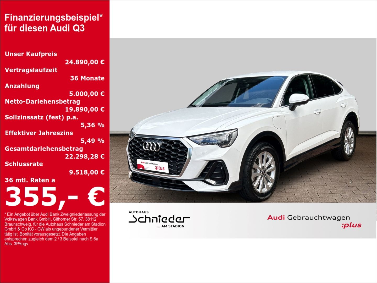 AUDI Q3 Sportback 45 TFSI e S tronic LED Sportsitze A