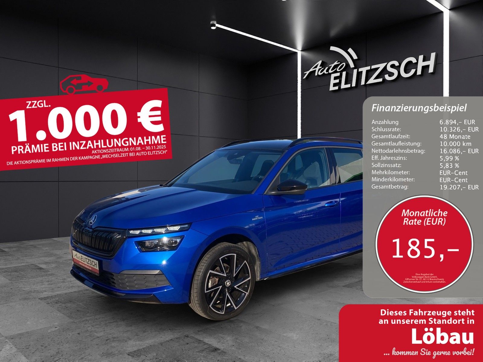 Fahrzeugabbildung SKODA Kamiq TSI Monte Carlo LED AHK Navi AID Pano ACC