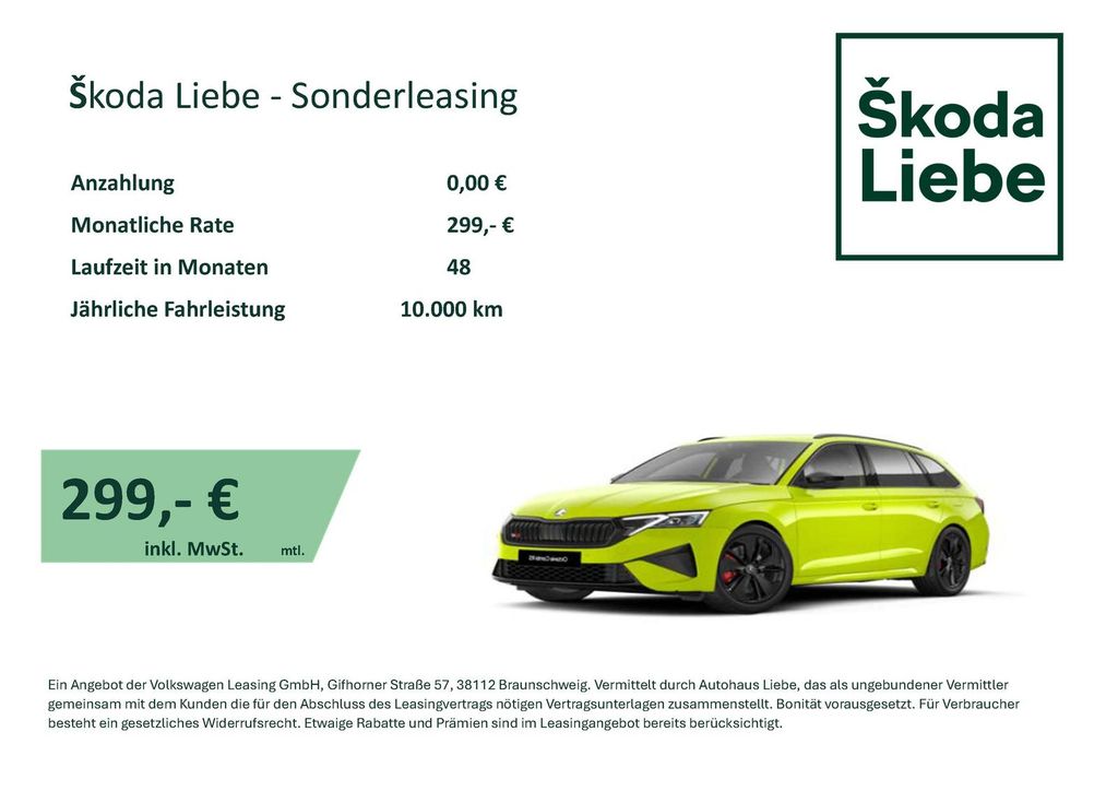 OCTAVIA COMBI RS 2,0TSI  299€ MTL LEASING RATE%%