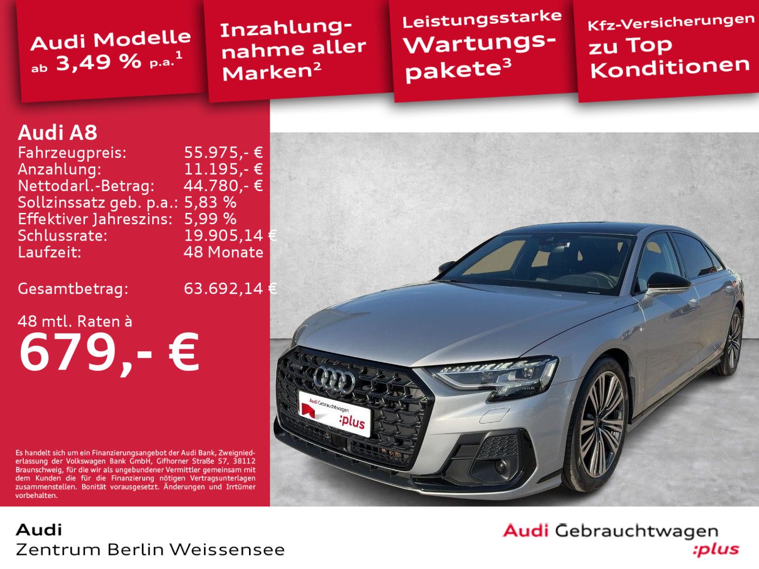Audi A8 Lang 50 TDI QUA*MATRIX*360*PANO*STANDHZ*B&O** imagem 2