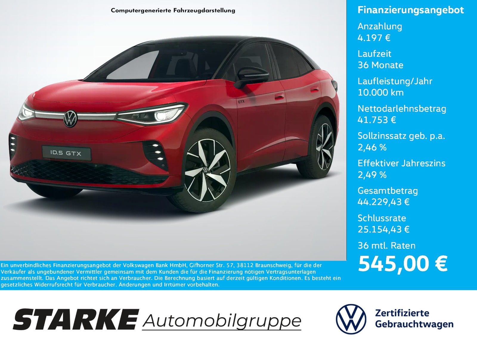 Volkswagen ID.5 GTX 4M  HeadUp Panodach AHK Navi LED Kamera